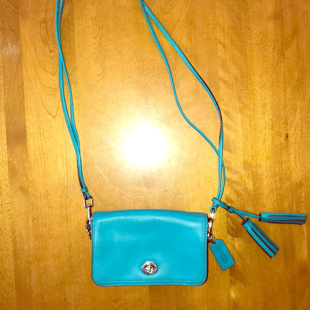 Turquoise crossbody coach bag