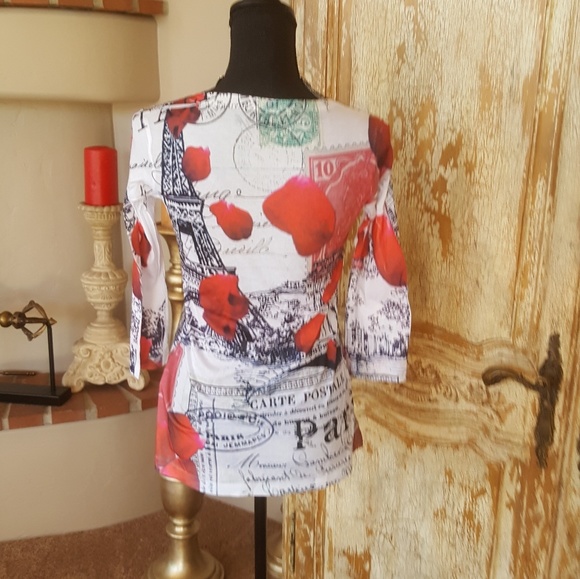 White Sequined Paris Print Tee New Size L - Picture 5 of 5