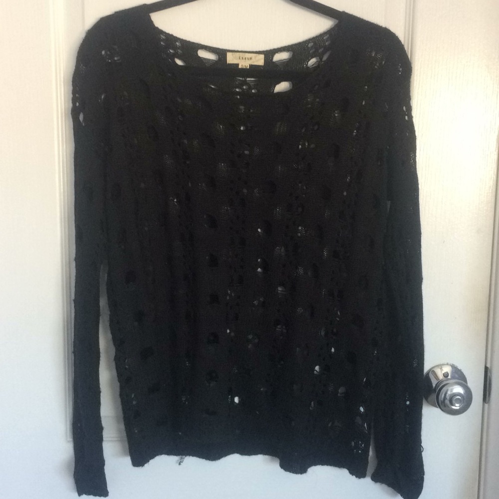 distressed black sweater