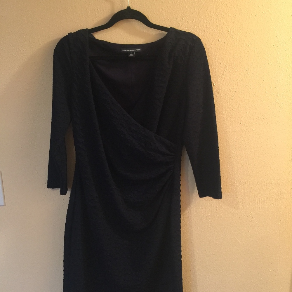 Macys, American Living, Navy Blue Lace, Wrap Dress