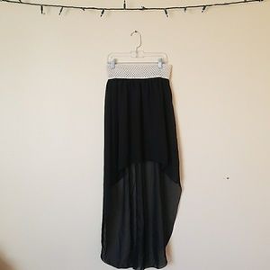 Billa D Black High Low Skirt with Cream Waistband