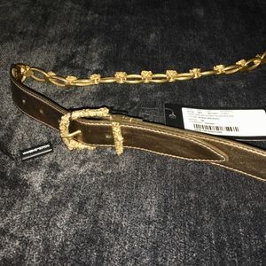 Dolce & Gabbana Gold Bronze Chain Leather Belt NWT