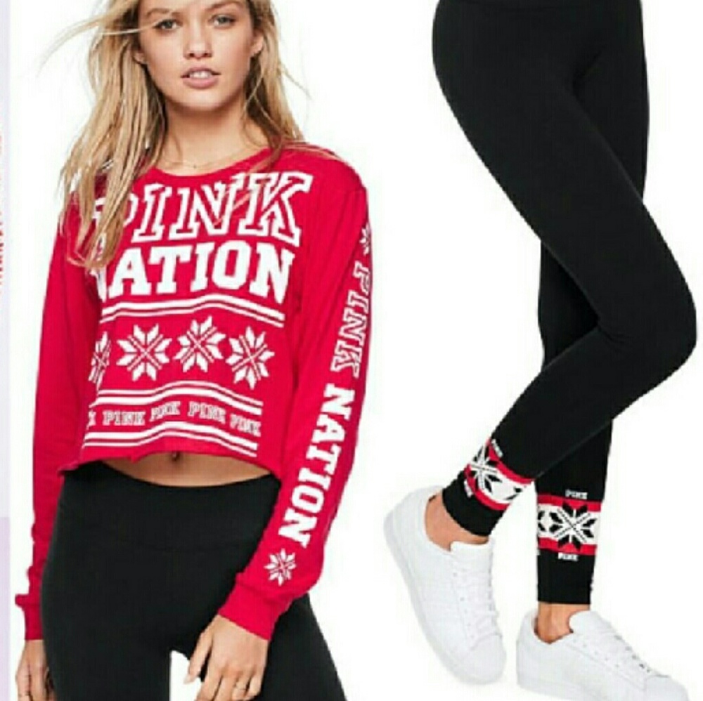 VS PINK Christmas Sweater Leggings **