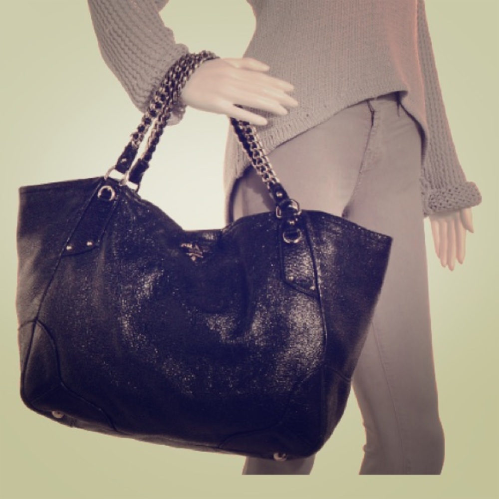 PRADA Cervo Lux Chain Shoulder Bag Nero Black