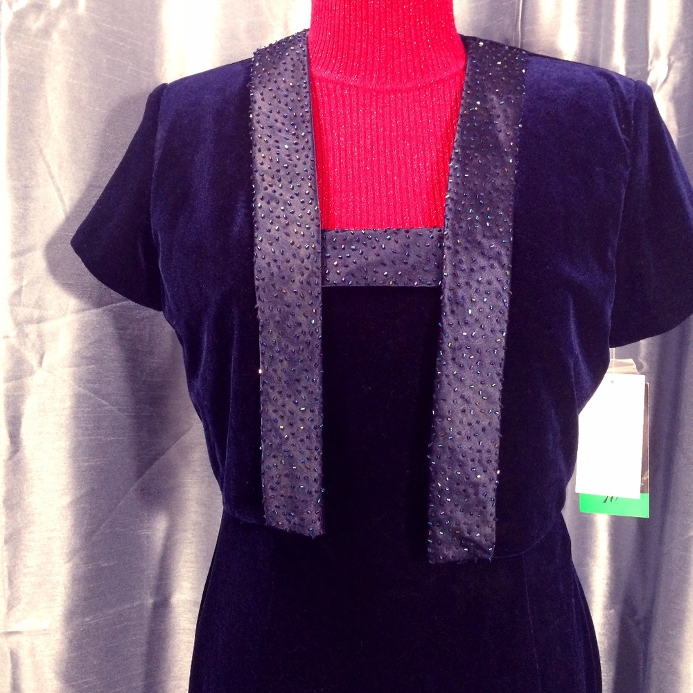 Velvet Navy Blue Evening Dress