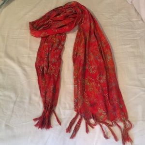 Batik scarf, hand dyed floral