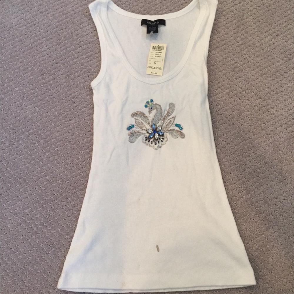 NWT Embellished White Arden B Tank Top