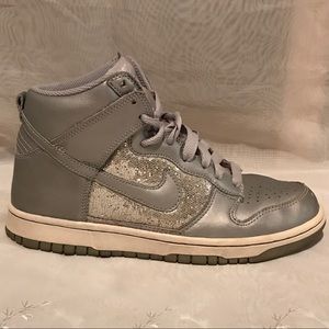 Metallic Silver Nikes High Tops