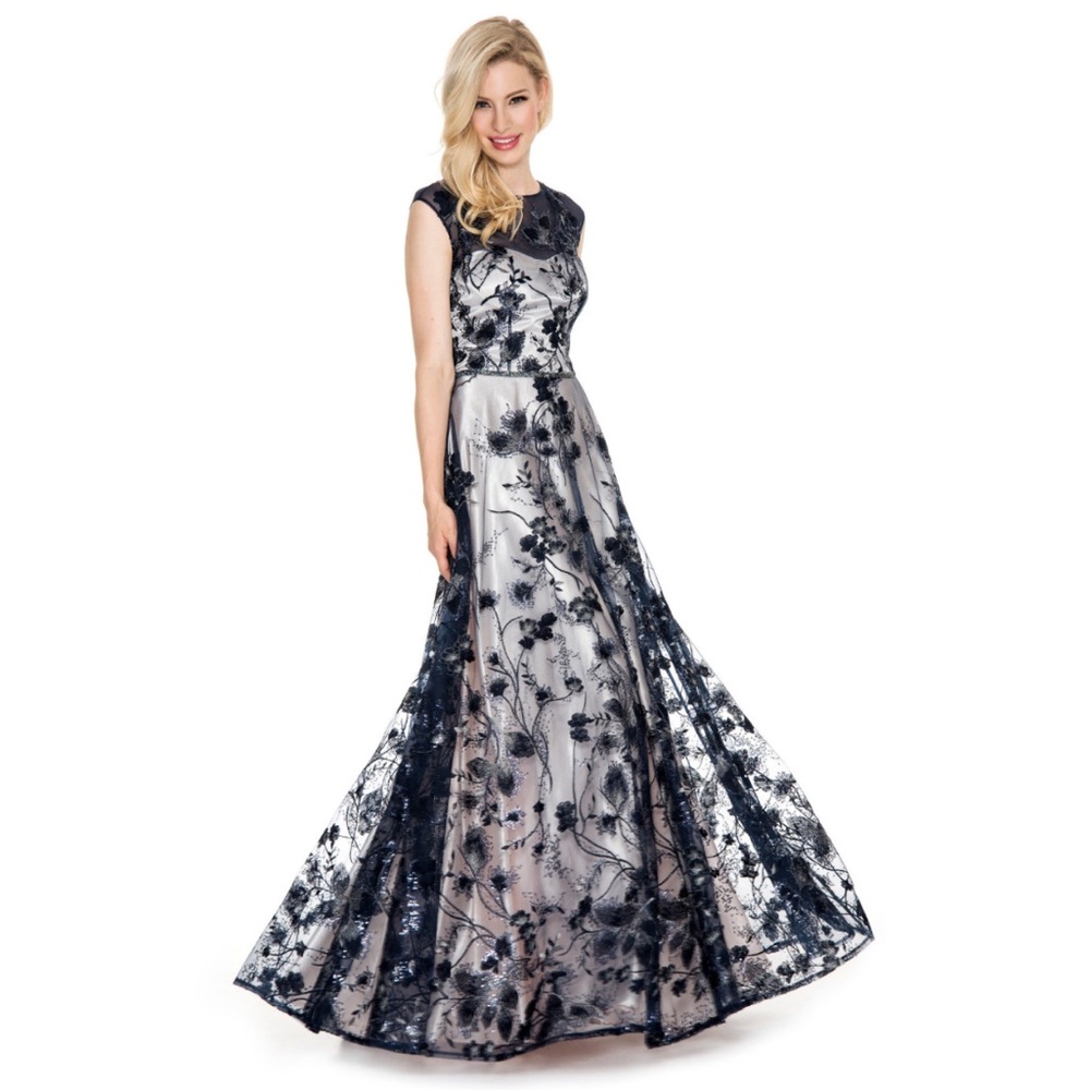 LM collection lace and mesh gown