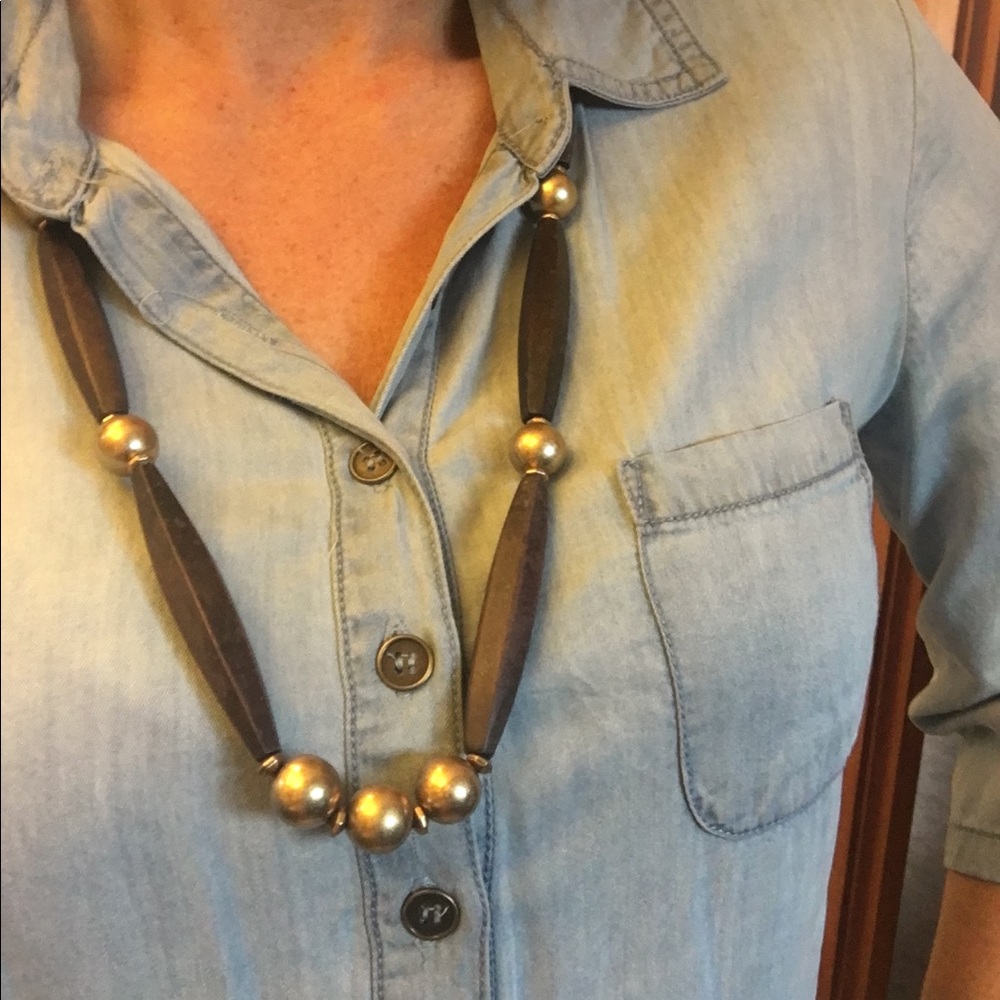 Coldwater Creek Brass Wood Necklace