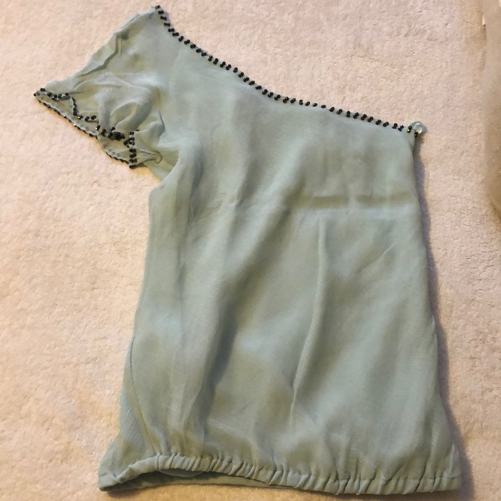 One shoulder top with beading