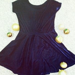 Navy Blue Velvet Skater Dress