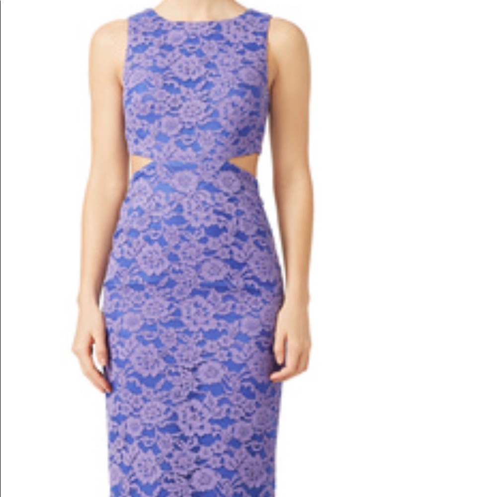 Nicole Miller lilac lace cutout gown