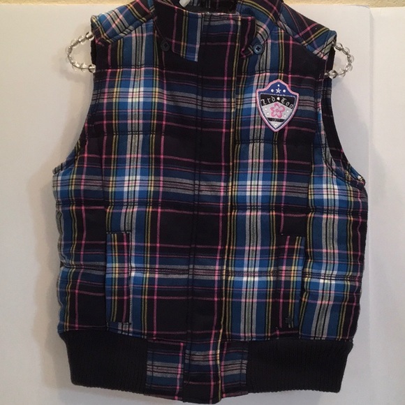 LIMITED 🎀 TOO GIRLS LINED PUFFY PLAID VEST sz 14 - Picture 1 of 9
