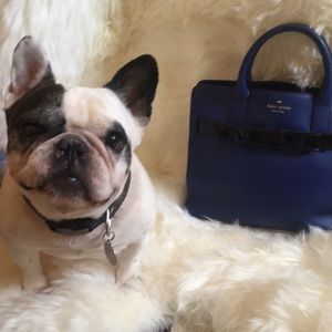 Kate Spade Blue Leather Blag Patent Leather Detail