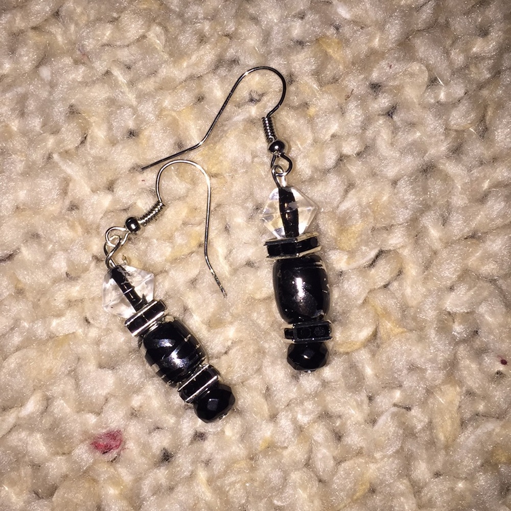 Black and silver earrings
