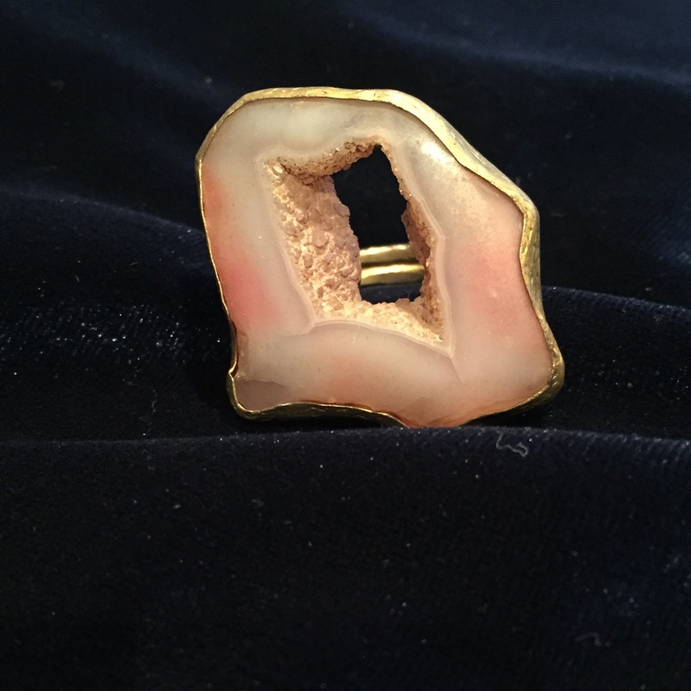 Ring. Handmade. Gold plated with quarts