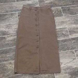 Button Front Denim Midi