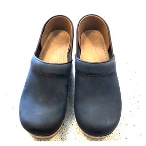 Dansko professional navy clogs with blonde sole