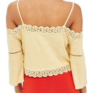 Topshop Tops - TOPSHOP Yellow Off The Shoulder Lace Top Topshop Tops - TOPSHOP Yellow Off The Shoulder Lace Top