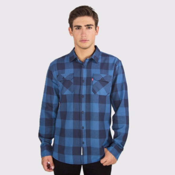 mens blue buffalo check shirt