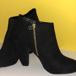 Faux Suede Black Women’s Heeled Booties NWOT