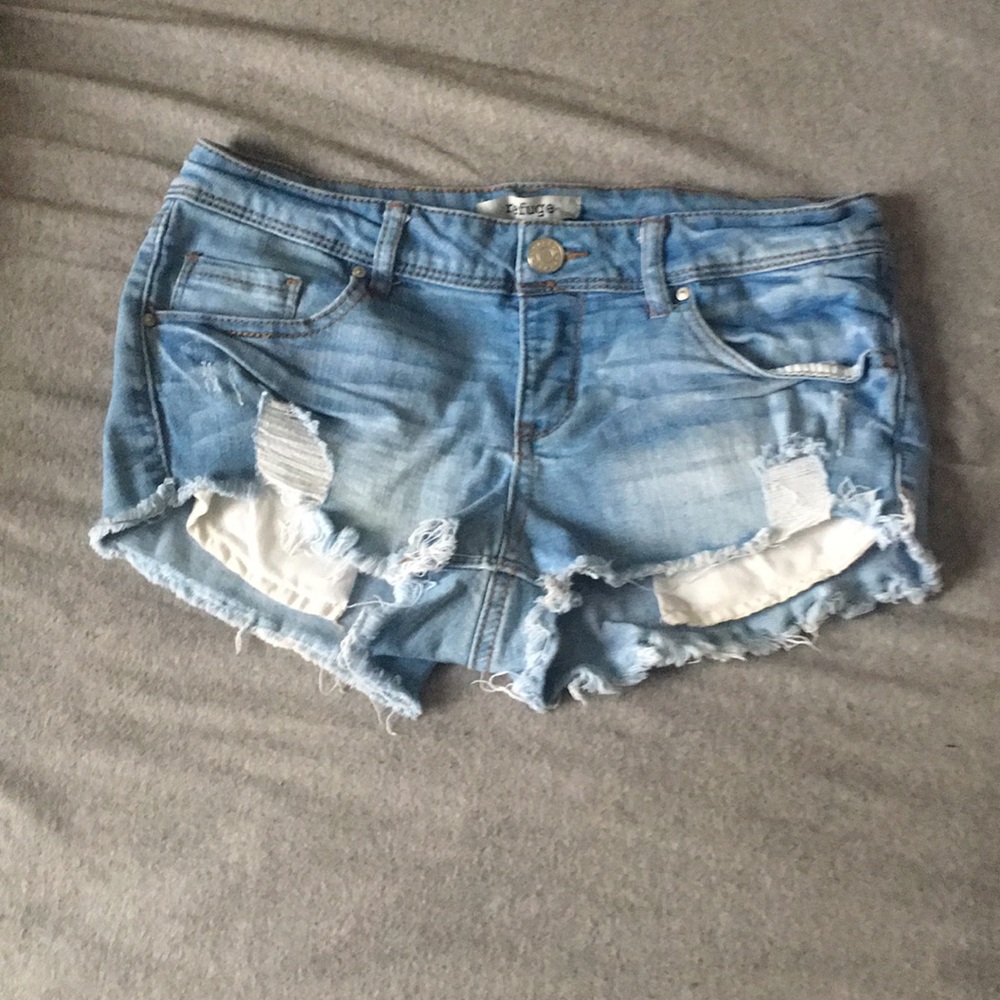 Ombré light wash denim shorts