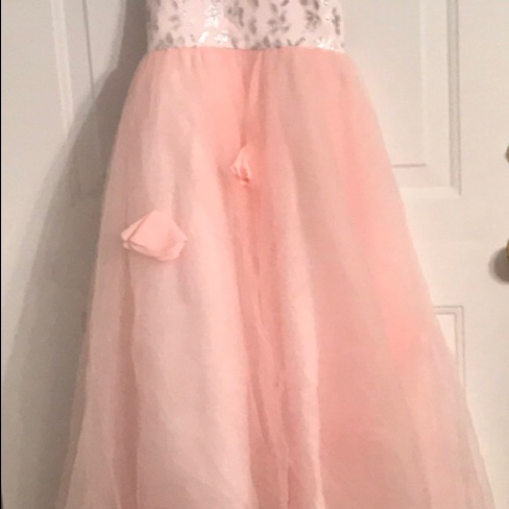 BNWT GORGEOUS PINK/GREY FLOWERGIRL DRESS ๐ - Picture 3 of 5