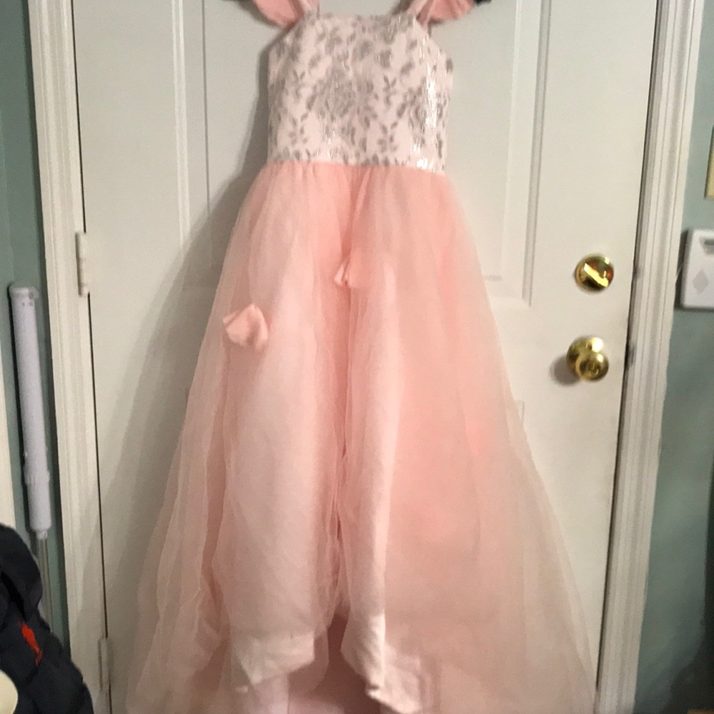 BNWT GORGEOUS PINK/GREY FLOWERGIRL DRESS ๐ - Picture 1 of 5
