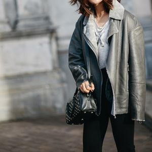 SET 100% lambskin shearling leather jacket