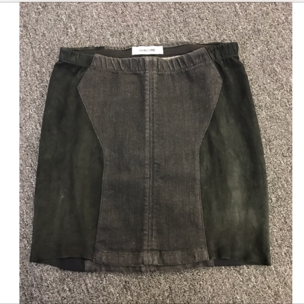 Helmut lang suede denim mini skirt