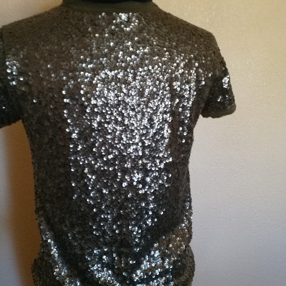 J CREW Sequin top tee olive color - Picture 2 of 5