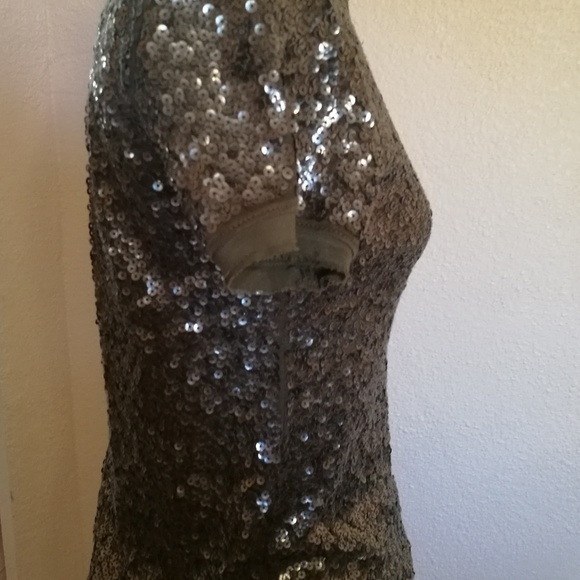 J CREW Sequin top tee olive color - Picture 3 of 5