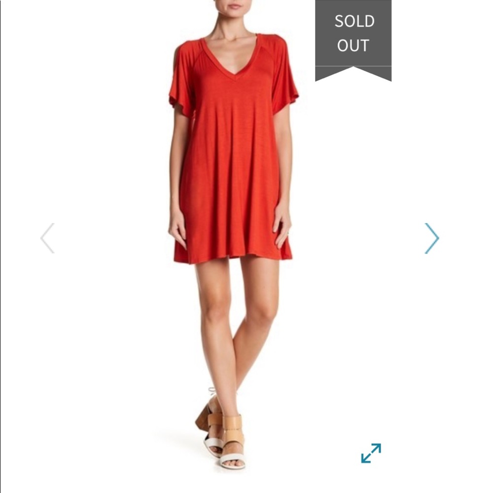 The Vanity Room orange cold shoulder Tee Dress M