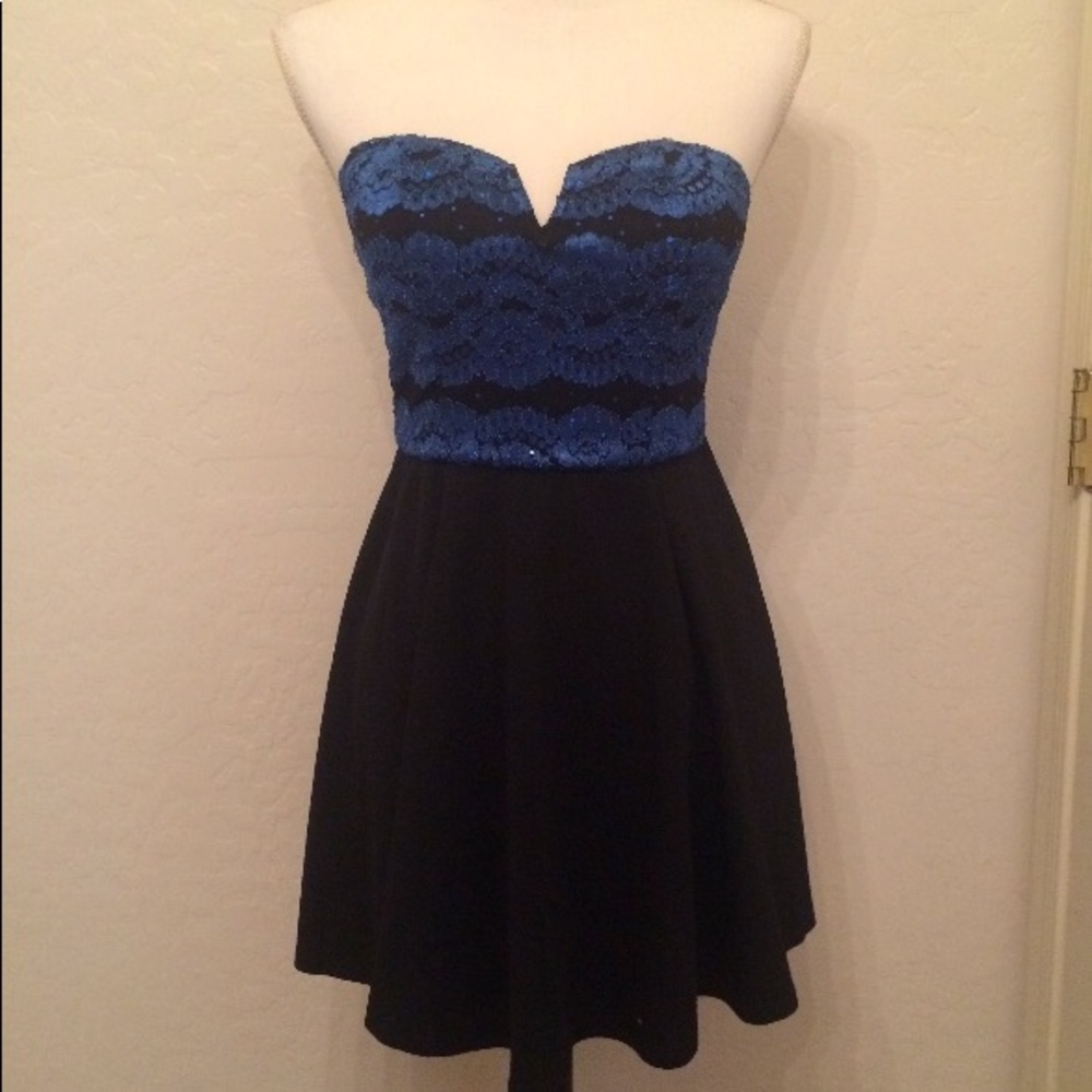 Black and blue party dress