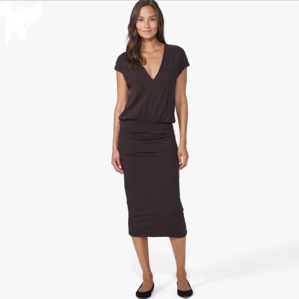 NWT! James Perse Shirred Dress Dark Grey Size 2