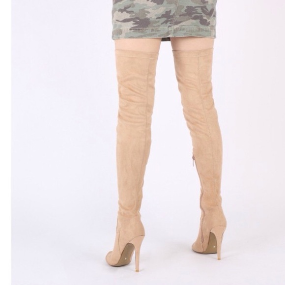 LAST One peeptoe Overknee boot in nude - Picture 3 of 7