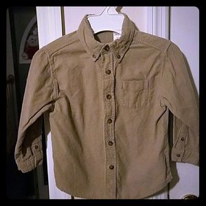 Tan Corduroy button up boys shirt