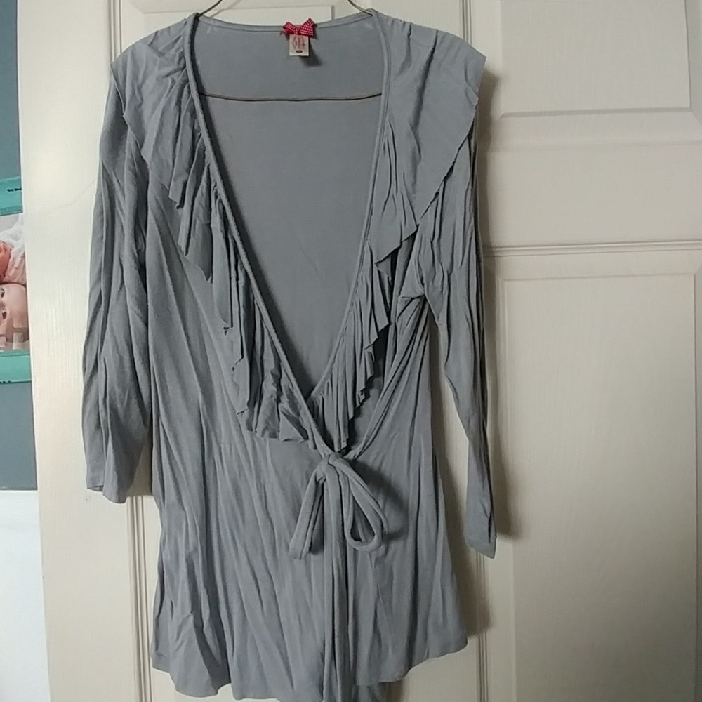 Gray wrap top