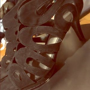 Open toe black heels