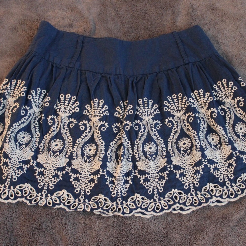 Navy and White Mini Skirt