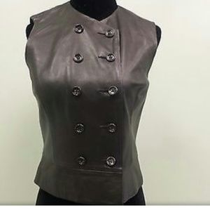 Banana Republic Leather Button Down Vest