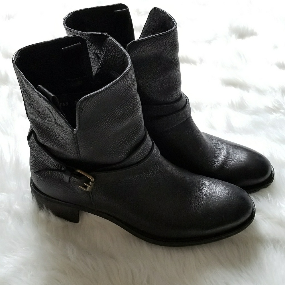 J.Crew Ryder Short Black Leather Boots