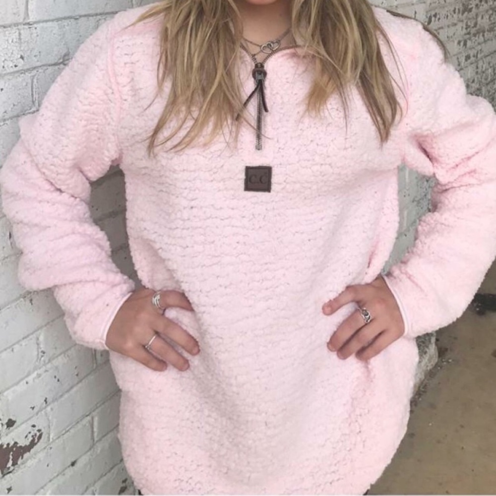 Light Pink Sherpa Pullover NWT