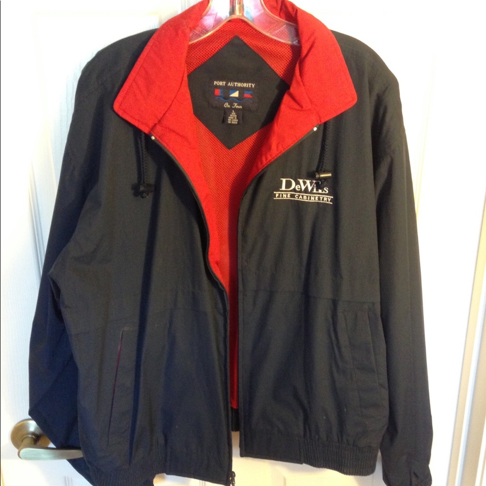 PORT AUTHORITY Jacket Navy Blue and Red Large