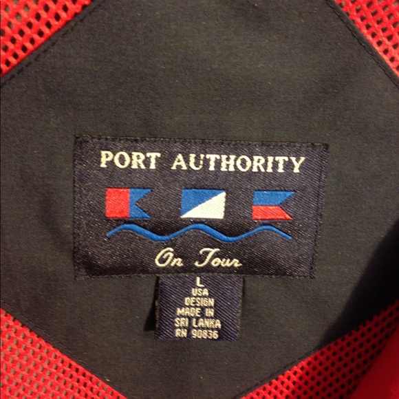 PORT AUTHORITY Jacket Navy Blue and Red Large - Picture 2 of 2