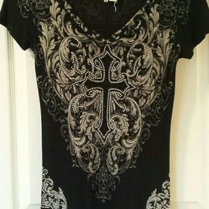 ~Vocal Black Sparkle Cross Tee~