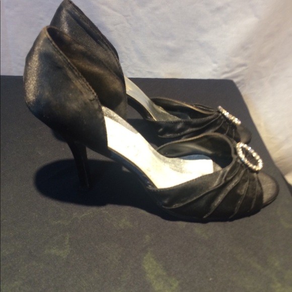 {Delicious} Sz 9 Satin D’orsay peep toe bling - Picture 3 of 5