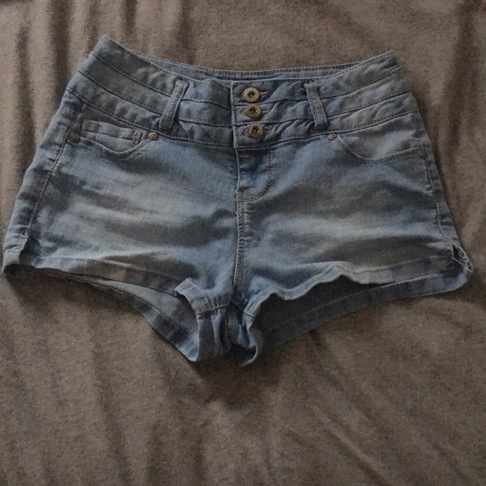 Light wash denim shorts