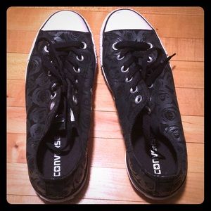 Black Converses with Rose pattern